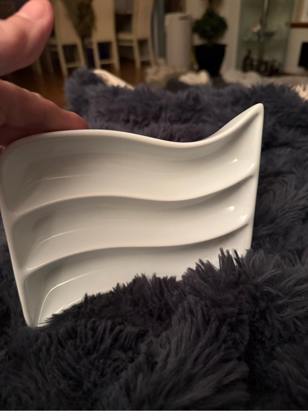 Crate&Barrel White Wavy Appetizer Dish